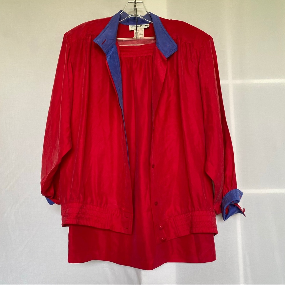 Vintage Mario Forte silk casual jacket/skirt set